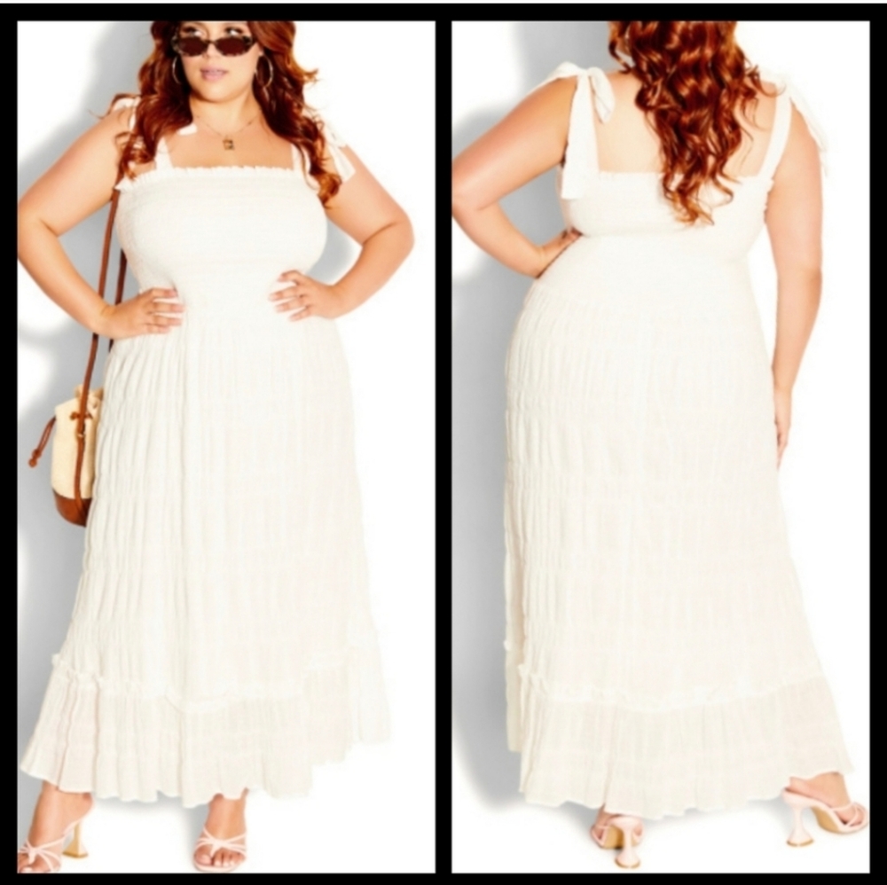 NWT City Chic Ivory Summer Tie Dress Size XXS ( Plus )